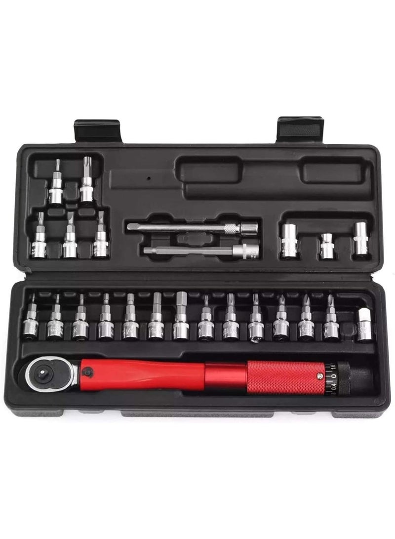 GGOOT Home 25Pcs Bicycle Bike Torque Wrench 1/4 Inch Torque Wrench Socket Set Kit 2-24Nm Hardware Tool Kits Tools  - Image 1