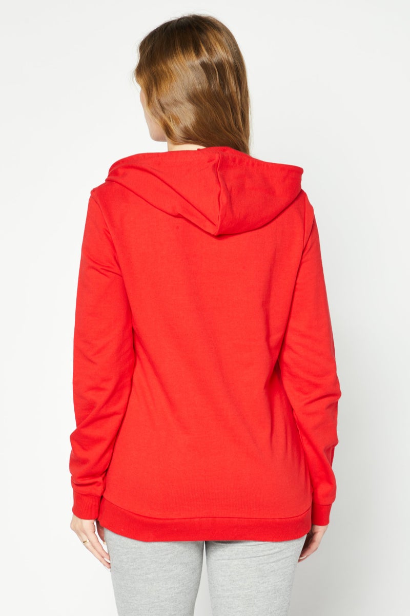 Love Moschino Women Hooded Neck Graphic Sweatshirt, Red  - Image 4
