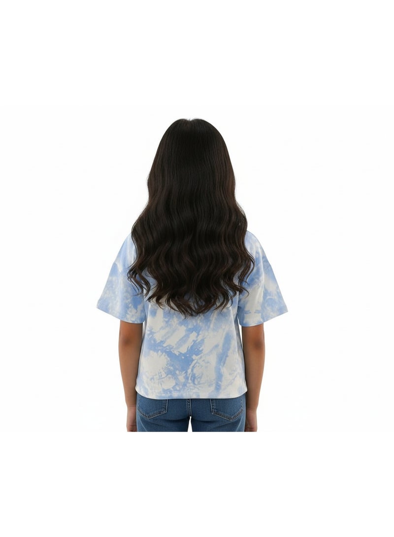 JOANNA 23KY369B Girl's Front Tie With I Love The Way You Make Me Smile Quotes Round Neck Short Sleeve T-Shirt - Blue - 2 Years - Image 3