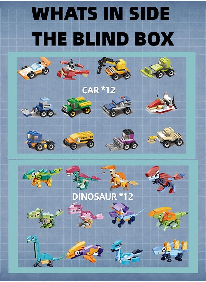 tangs STEM Dinosaur Building Kits 24-Pack - Construction Vehicles Blocks for Kids Ages 6-12, Classroom Party Favors, Advent Calendar Toys, Birthday Gifts for Boys Girls (Dino & Truck Set)  - Image 2
