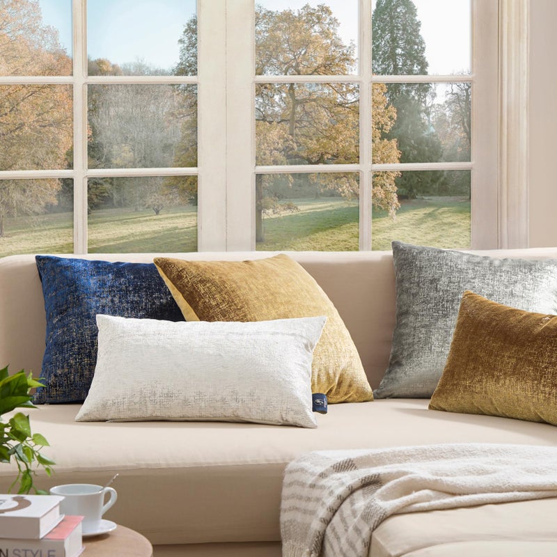 Phantoscope Pack of 2 Sparkling Velvet Decorative, Silver and White Decorative Velvet Pillow Cover, Solid Square Cushion Cover Pillowcase for Couch Bed and Chair, White, 18 x 18 inches, 45 x 45 cm - Image 5