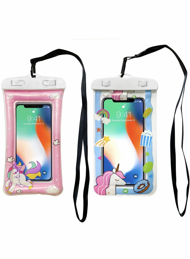Y&D Waterproof Phone Pouch, Case Cartoon Universal, Underwater Cellphone Dry Bag Compatible with iPhone 13 12 11 Pro XS Max XR X 8 7 6S Samsung Galaxy s10 S22 S21 S20 Up to 7.8 inch - Image 1
