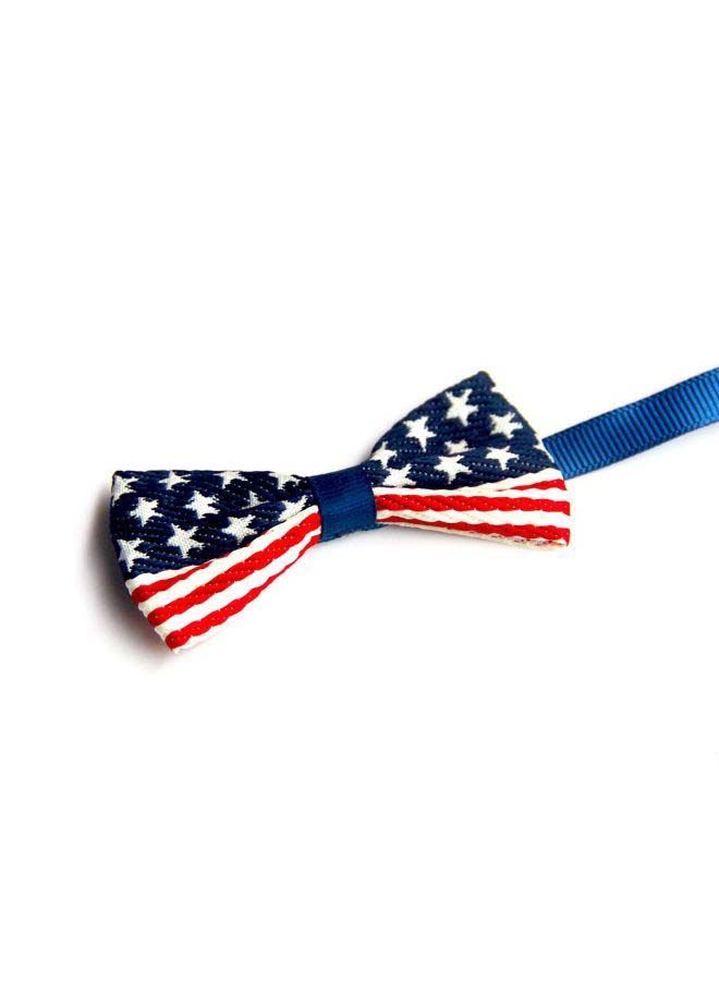 NIBEMINENT Flag Printed Bow Tie Blue/White/Red 10x10x1cm - Image 2