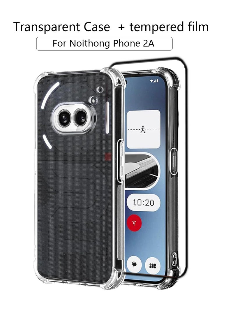 QIRG 2-in-1 set for Nothing Phone 2A Transparent Case + Tempered Glass Screen Protector Acrylic Clear Airbags Shookproof Drop Protection - Image 1