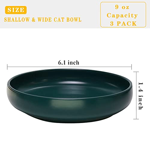 Lfpkixise Ceramic Cat Bowls,Shallow Cat Dishes for Food and Water, 6 inch Matte Finish Wide Cat Food Bowl,Whisker Fatigue Free Pet Puppy Kitten Bowl Set of 3,Dishwasher Safe - Image 3