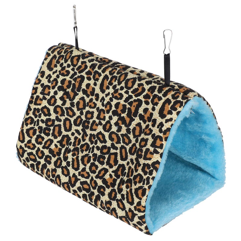 Leopard Print Canvas Bird Hammock Bed Warm Winter Hanging Nest With Stainless Steel Hooks Size M - Image 3