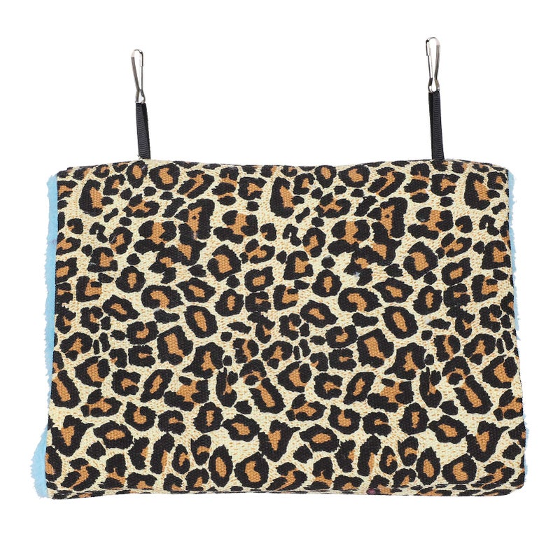Leopard Print Canvas Bird Hammock Bed Warm Winter Hanging Nest With Stainless Steel Hooks Size M - Image 2
