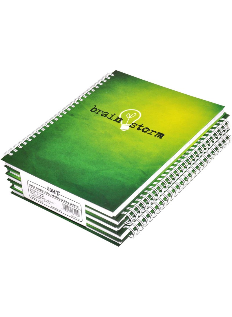 FIS LIGHT Pack of 5  Spiral Hard Cover Note Book 100 Sheets. Size : 9X7 Inches (22.86 X 20.32 CM) -LINBS971001310 - Image 1