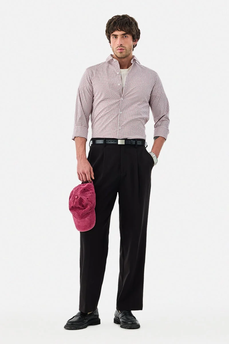 سنيتش قميص كاروهات دقيق بقصة ضيقة ومرونة