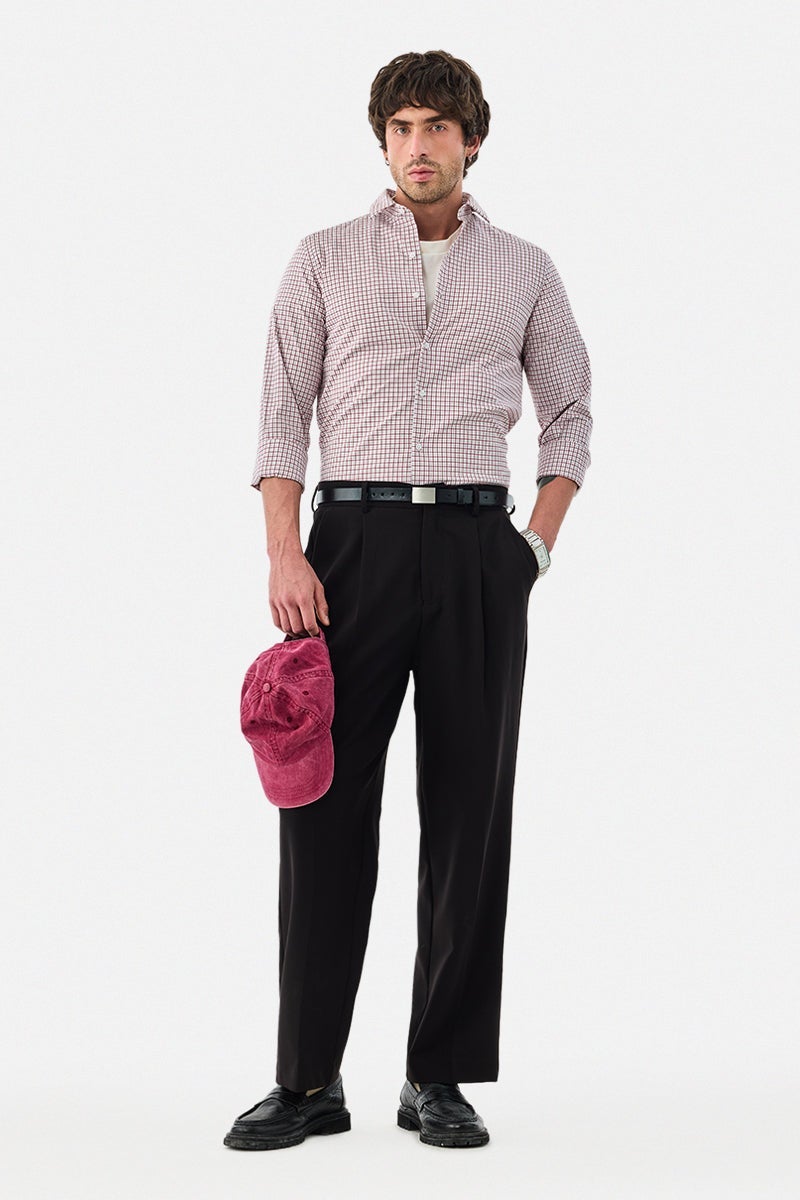 SNITCH Slim Fit Stretch Micro Checks Shirt - Image 2