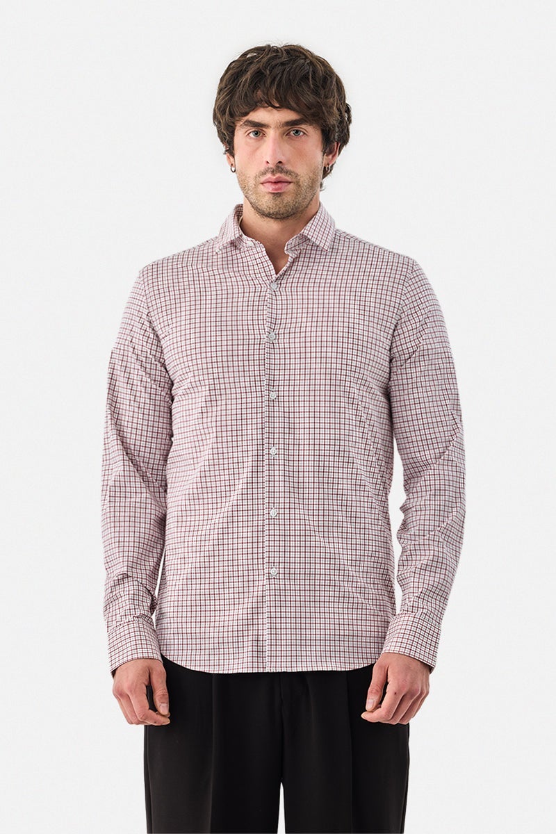 SNITCH Slim Fit Stretch Micro Checks Shirt - Image 1