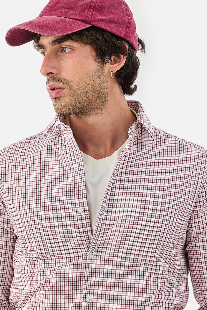 SNITCH Slim Fit Stretch Micro Checks Shirt - Image 3