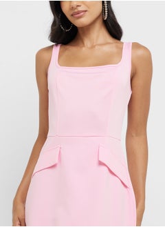 Ginger Sleeveless Peplum Shift Dress With Pocket Detail  - Image 3