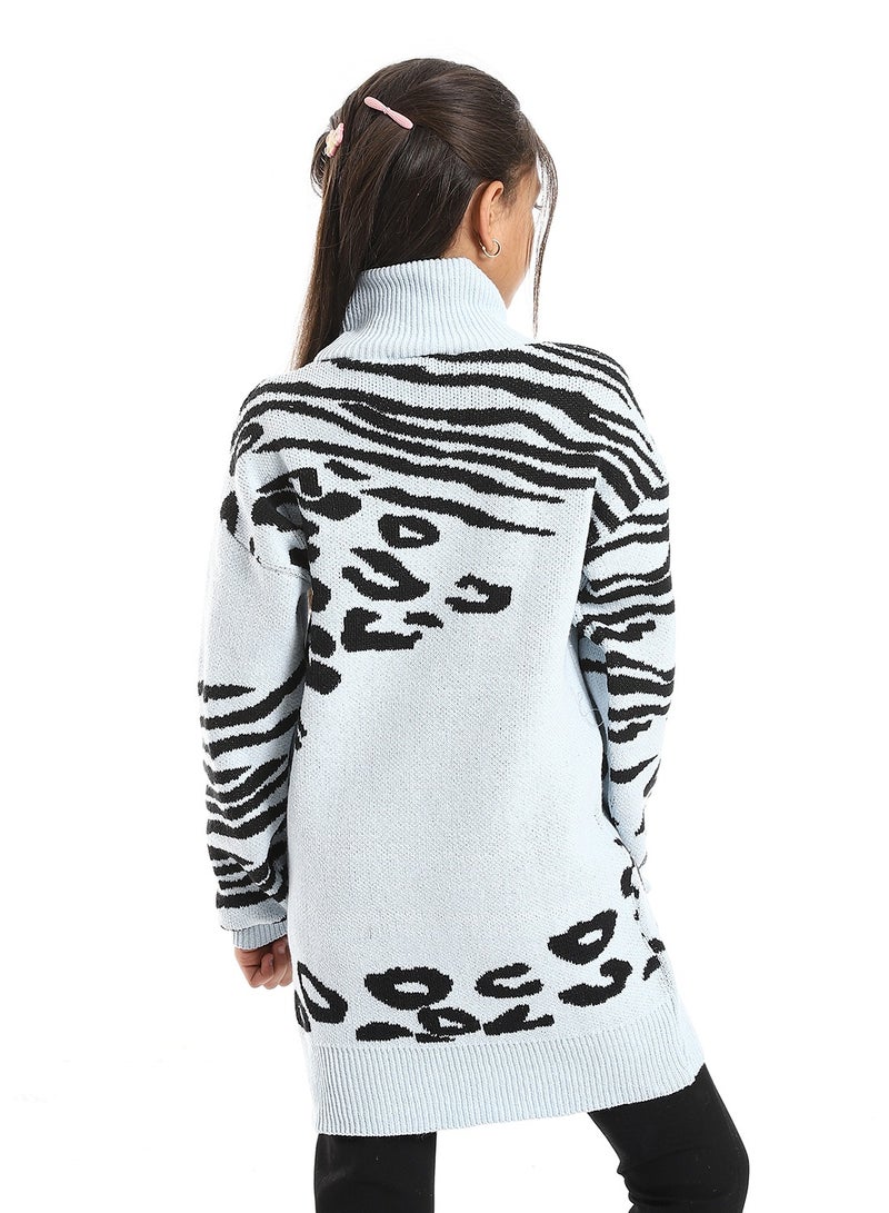 Caesar Girls' turtleneck sweater with circle and stripe patterns - Image 4