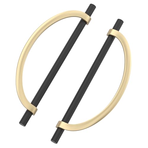 9BUILD 6 Pack Brushed Gold Cabinet Handles 75 Inch Matte Black Cabinet Pulls Black Handles for Cabinets Kitchen Cabinet Hardware Gold Drawer Pulls Dresser Pulls - Image 1