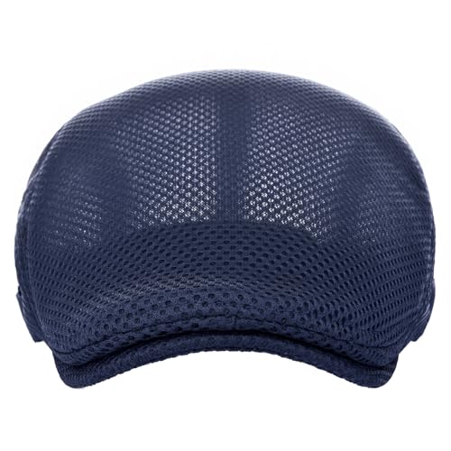 VOBOOM Men Breathable Mesh Summer Hat Adjustable Newsboy Beret Ivy Cabbie Flat Cap (Navy) - Image 3