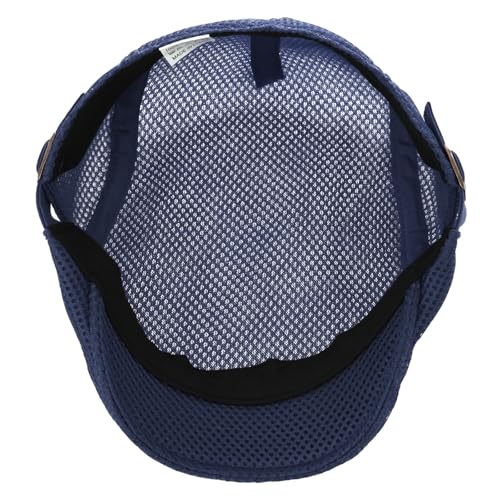 VOBOOM Men Breathable Mesh Summer Hat Adjustable Newsboy Beret Ivy Cabbie Flat Cap (Navy) - Image 5