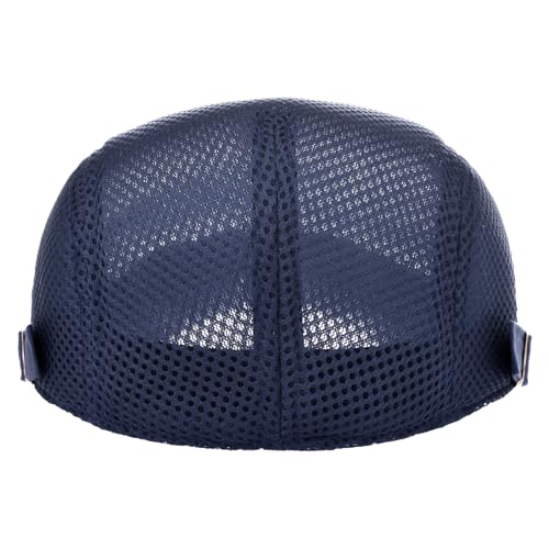 VOBOOM Men Breathable Mesh Summer Hat Adjustable Newsboy Beret Ivy Cabbie Flat Cap (Navy) - Image 4