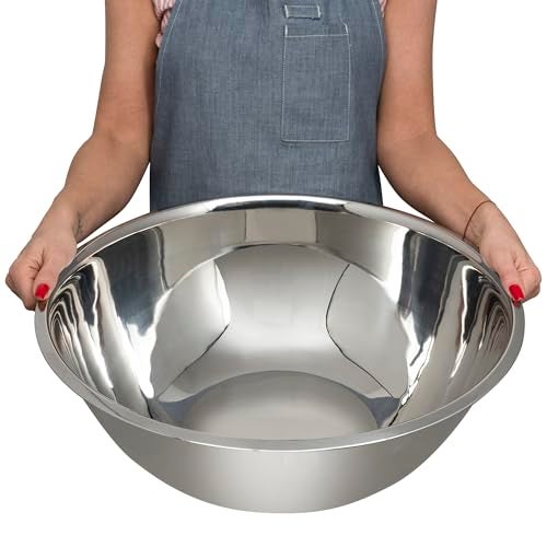 WHYSKO Large Mixing Bowls Set of 3 Stainless Steel 16 Quart Bowls for Restaurants Food Service Caterers and Home Kitchen Use Rust Proof Bowls Great for Meal Prep Baking Serving Food Storage - Image 1