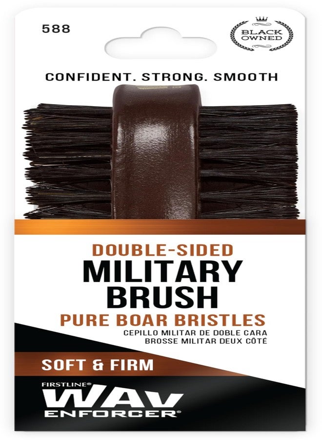 Firstline Wav Enforcer Double-Sided Military Boar Bristle Brush, Brown - Image 1