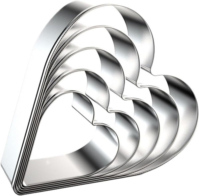 Creative Cookie Cutter Set - 12 Unique Baking Molds for Fun & Easy Baking(Silver Heart 5PC) - Image 1