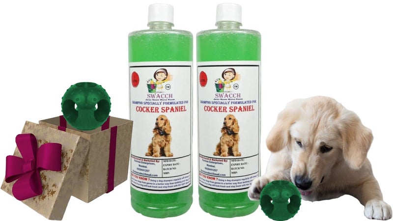 Swacch Pet Shampoo | Puppy Safe Shampoo | PH Balanced | Ditch to Itch for Cocker Spaniel Dog Shampoo 2 Litre (Neem Alovera) + Goofy Ball Chew Toy Combo Pack - Image 1