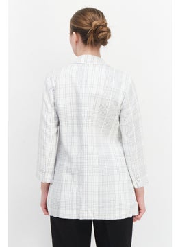 VERO MODA Women Regular Fit Checkered Casual Blazer, Off White  - Image 2