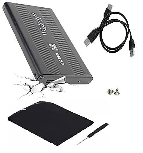 AlexVyan USB 2.0 Black Lining 2.5 inch Sata HDD External Portable Hard Disk Drive Enclosure Casing with Pouch for Laptop - Image 1