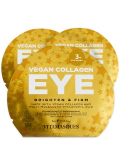 Vitamasques Vitamasques Under Eye Patches 3Pack  Firming  Brightening  Anti Aging Collagen Skin Care Reduce Fine Lines Puffiness Wrinkles  Dark Circles  Hyaluronic Acid  Vegan  CrueltyFree 