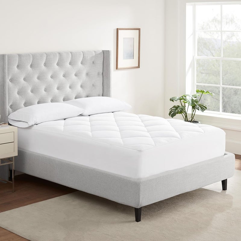 Serta Air Dry Extra Comfort Plus 100 Cotton Fabric Quilted Mattress Pad Cooling and Breathable Mattress Cover Moisture Wicking Protection with 18 Deep Pocket Full White