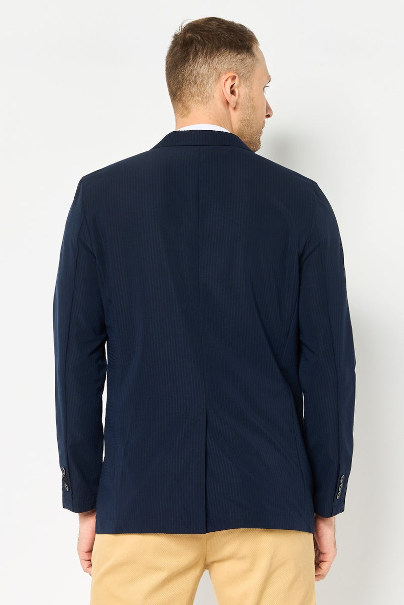 SELECTED Men Regular Fit Textured Casual Blazer, Navy - Image 2