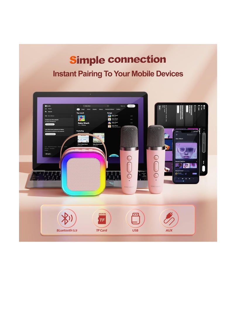 Generic Kids Karaoke Microphone Machine Wireless Mini Portable Bluetooth Speaker Music Toys Fun Birthday Gifts for Girls, Boys & Toddlers for Singing Birthday - Pink  - Image 5