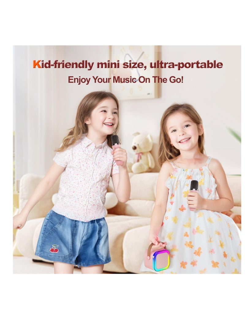 Generic Kids Karaoke Microphone Machine Wireless Mini Portable Bluetooth Speaker Music Toys Fun Birthday Gifts for Girls, Boys & Toddlers for Singing Birthday - Pink  - Image 4