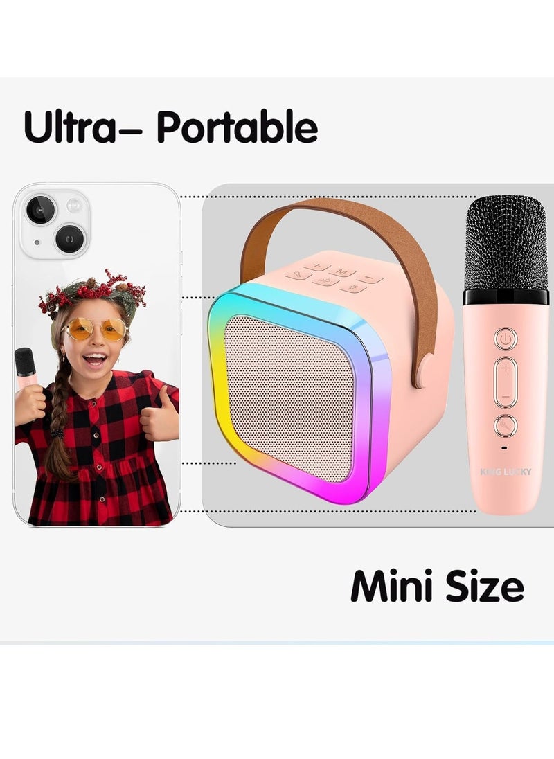 Generic Kids Karaoke Microphone Machine Wireless Mini Portable Bluetooth Speaker Music Toys Fun Birthday Gifts for Girls, Boys & Toddlers for Singing Birthday - Pink  - Image 3