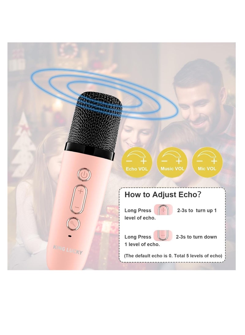 Generic Kids Karaoke Microphone Machine Wireless Mini Portable Bluetooth Speaker Music Toys Fun Birthday Gifts for Girls, Boys & Toddlers for Singing Birthday - Pink  - Image 2