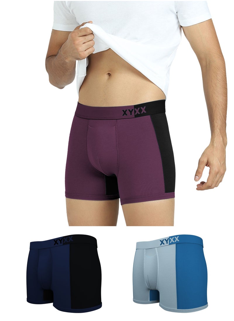 XYXX - Pack of 3 Dualist Intellisoft Micro Modal Color Blocked Colorblock Men Trunk - Image 1