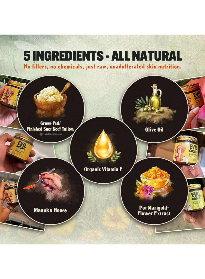 ATRJSZ Whipped Beef Tallow and Honey Balm Moisturizer for Skin, Face, Lips, Body - Unscented - Image 2