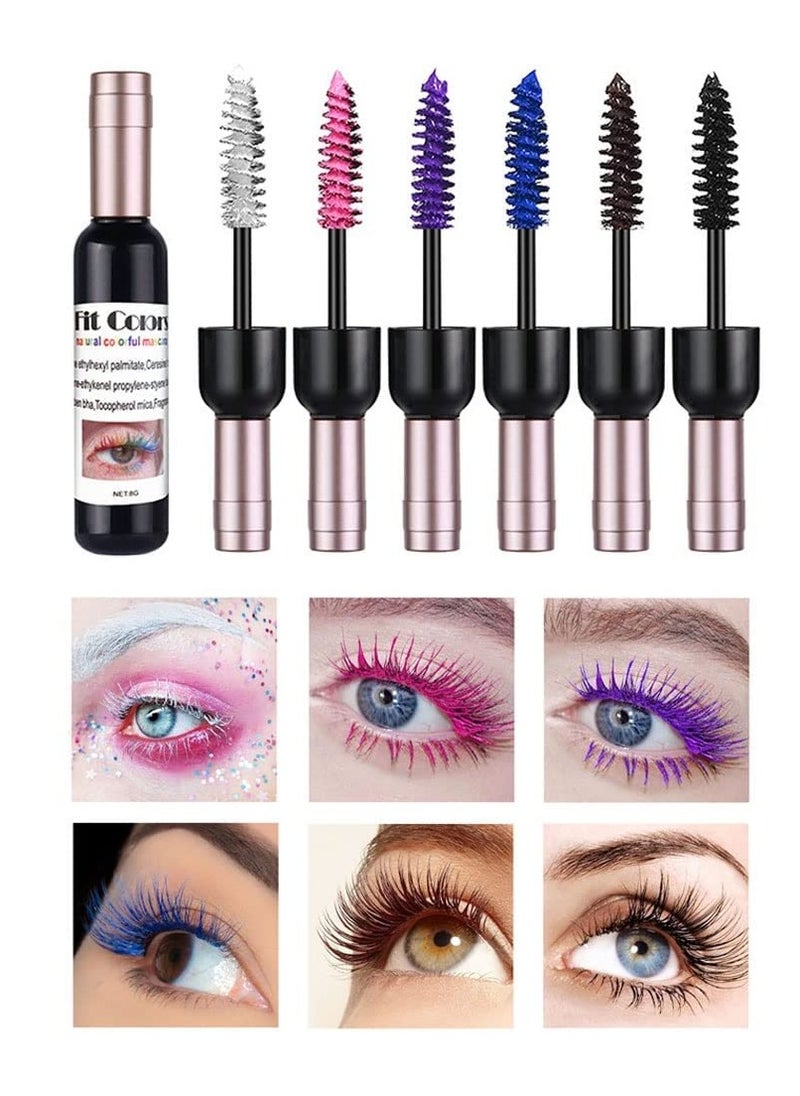 SYOSI SYOSI Colorful Mascara Set, Charming Mascara for Eyelashes,  Waterproof Natural Hypoallergenic Colorful Long Lasting Mascara (6 PCS)  - Image 1