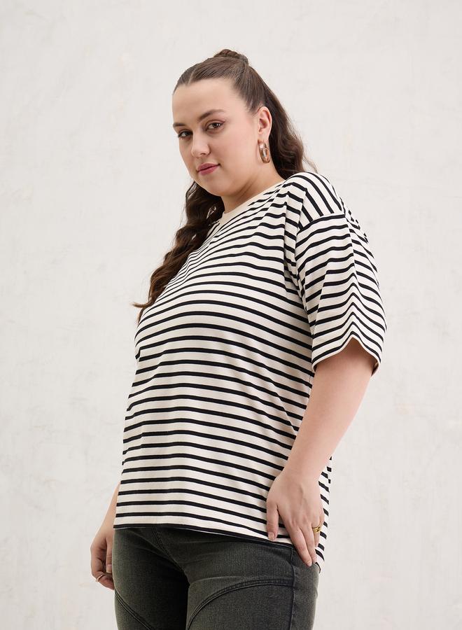 ساسافراس تيشيرت مخطط بمقاس كبير وأكمام قصيرة - Image 3