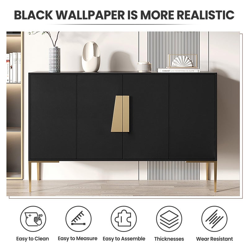 practicalWs Peel and Stick Wallpaper 15.7" x 118" Black Contact Paper for Cabinets and Drawers Removable Wall Paper Self Adhesive Vinyl Film Roll Easy to Apply Bathroom Home Decor Counter Top Covers - Image 4