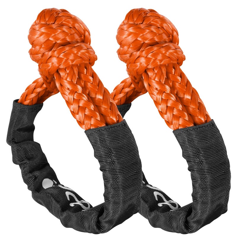 UCEDER Soft Shackle,Synthetic Shackle Rope Recovery Kit with Extra Protective Sleeves(56,000 lbs Breaking Strength) Heavy Duty Tow Shackles for Off-Road, Truck, Jeep, SUV, UTV, ATV (Orange) - Image 1