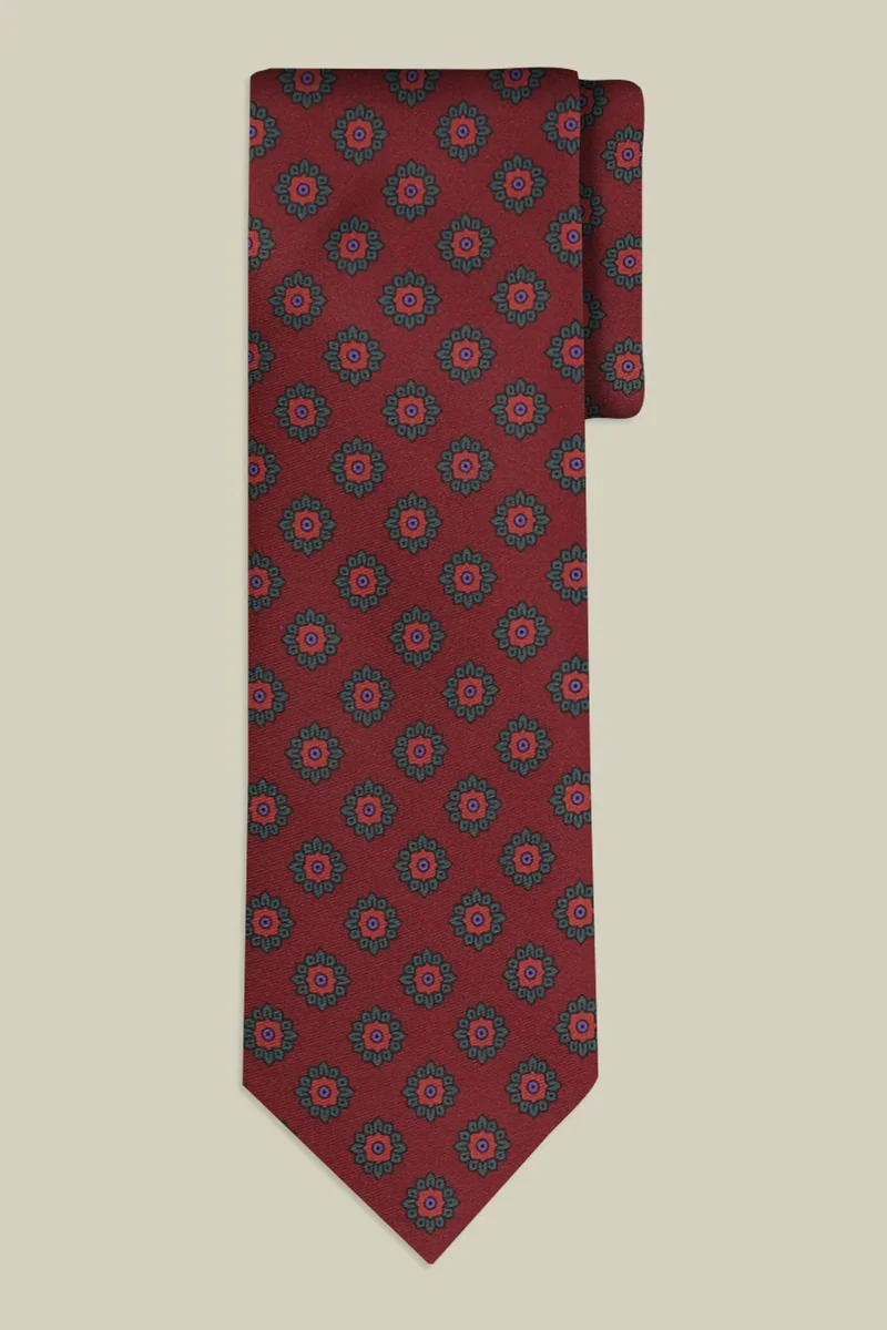 Doppelganger Men's tie with diamond print - Bordeaux