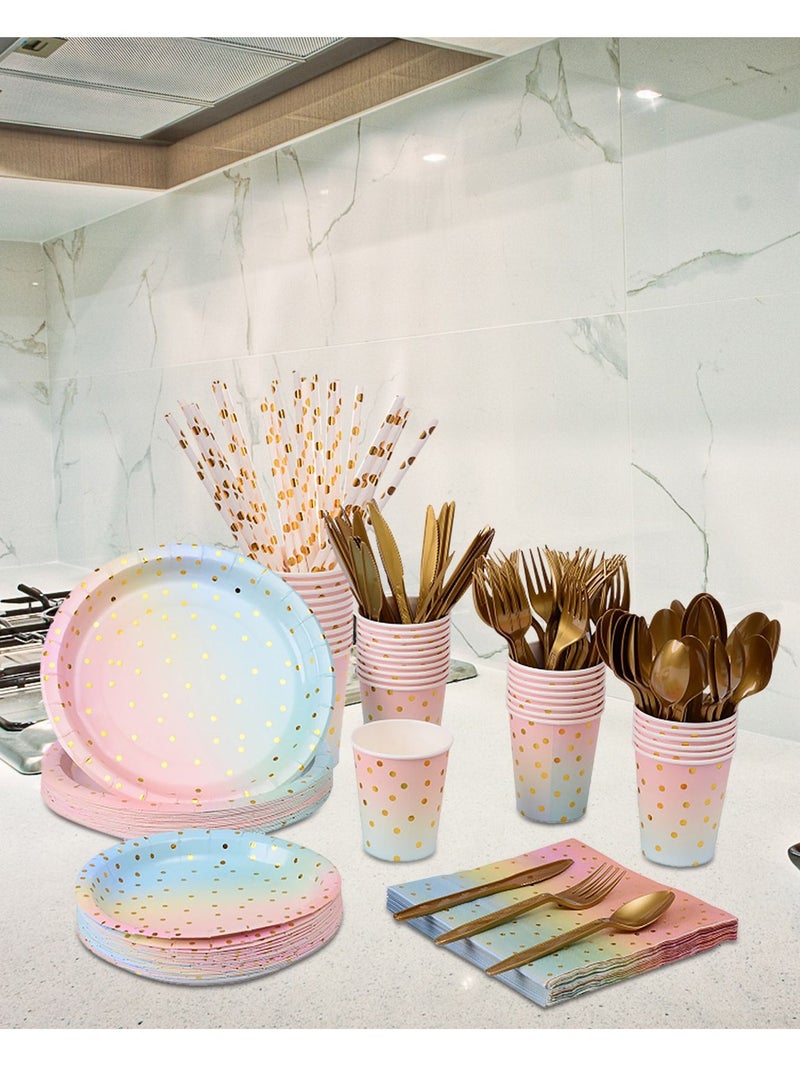 Disposable Tableware Set for 25 Guests Disposable Paper Birthday Dinnerware Plates - Image 2