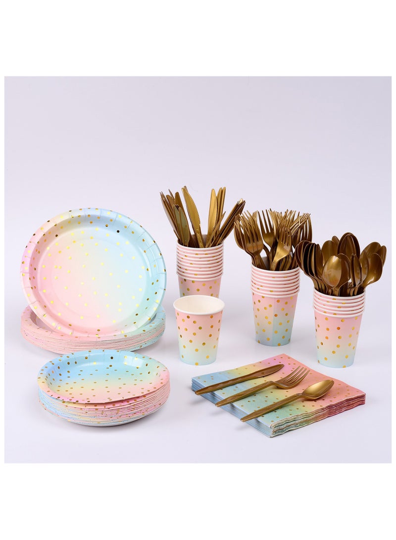 Disposable Tableware Set for 25 Guests Disposable Paper Birthday Dinnerware Plates - Image 5