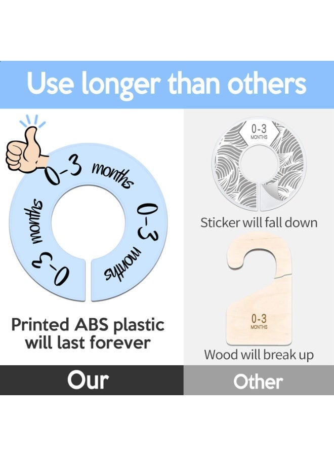 Pro Goleem Baby Closet Dividers Blue Baby Closet Organizer for Nursery Baby Clothes Size Age Dividers Fits 1.5" Rod 6 PCS Blue - Image 3