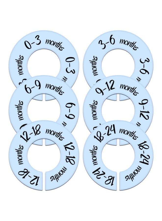 Pro Goleem Baby Closet Dividers Blue Baby Closet Organizer for Nursery Baby Clothes Size Age Dividers Fits 1.5" Rod 6 PCS Blue - Image 1