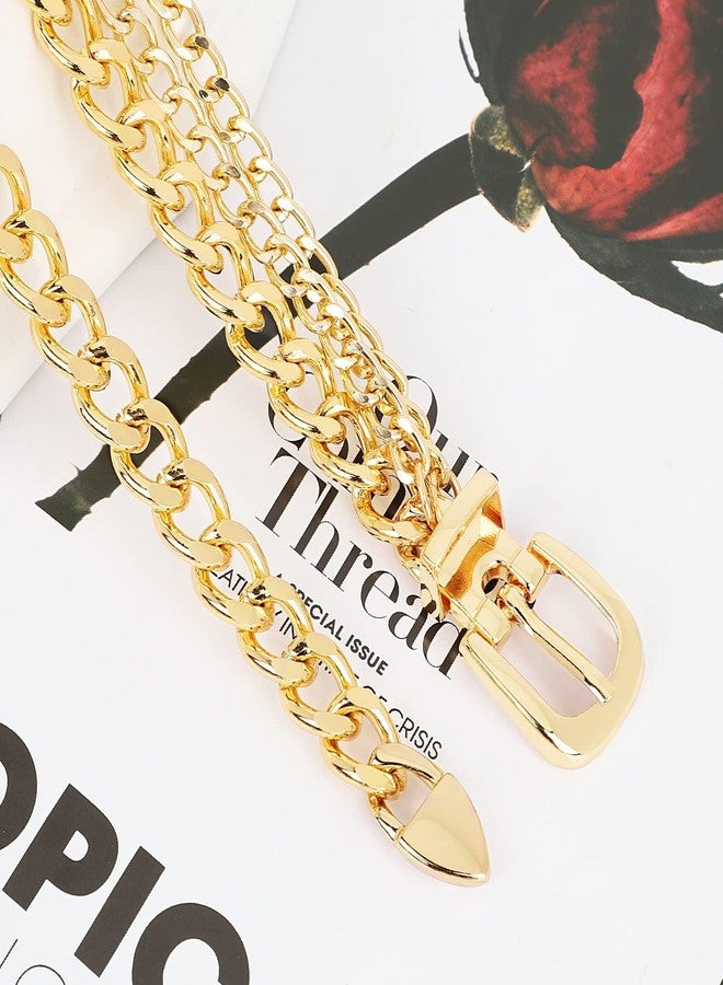 WHIPPY Waist Chain Belt Women Ladies Adjustable Body Waist Link Belts for Jeans Dresses, A-gold Tone-two Layer, Fit for Waist up to 35" - Image 2
