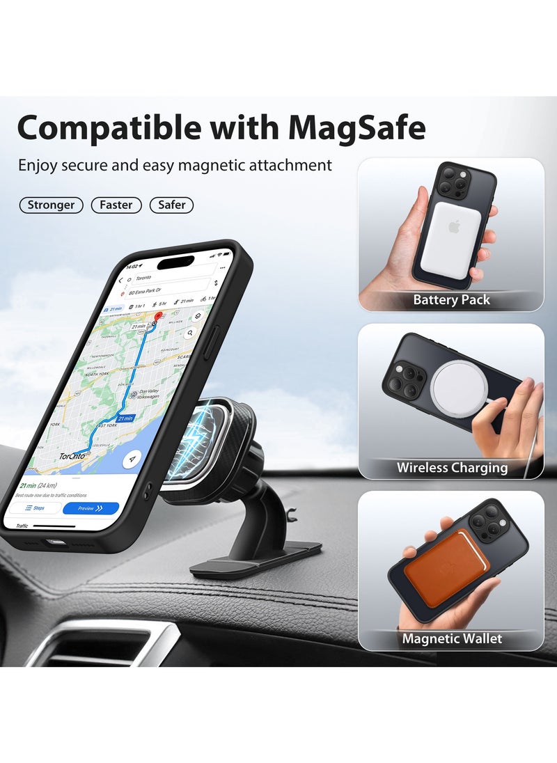 تونجيت جراب هاتف مغناطيسي لجهاز iPhone 16 بتصميم حامل غير مرئي دوار بزاوية 360°، هيكل كامل مقاوم للصدمات والسقوط، جراب حماية شفاف عالي المتانة، متوافق تمامًا مع MagSafe، باللون الأسود.  - Image 4