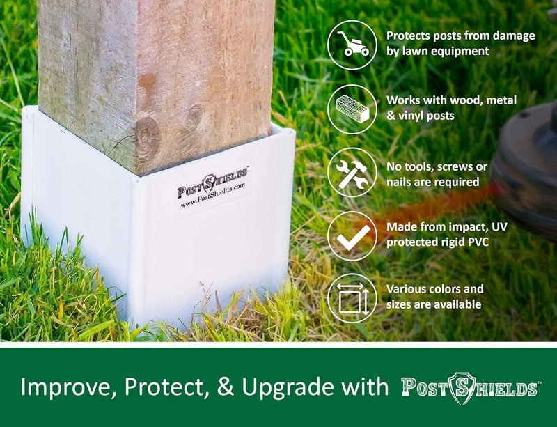 Post Shields Store 6x6 Post Protector - Fits Standard 5.5"x5.5" Wood or Metal Posts - 6in High - Easy Install, No Tools - Protects Mailbox, Deck and Fence Posts from Lawn Maintenance Equipment Damage - Image 4
