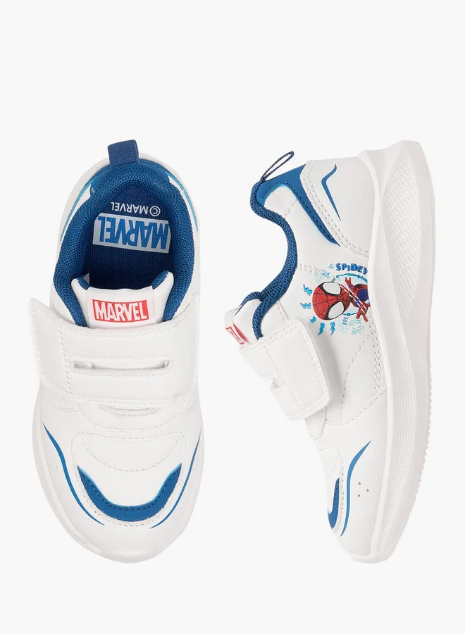 MARVEL Boys Spider-Man Print Sneakers with Hook and Loop Closure